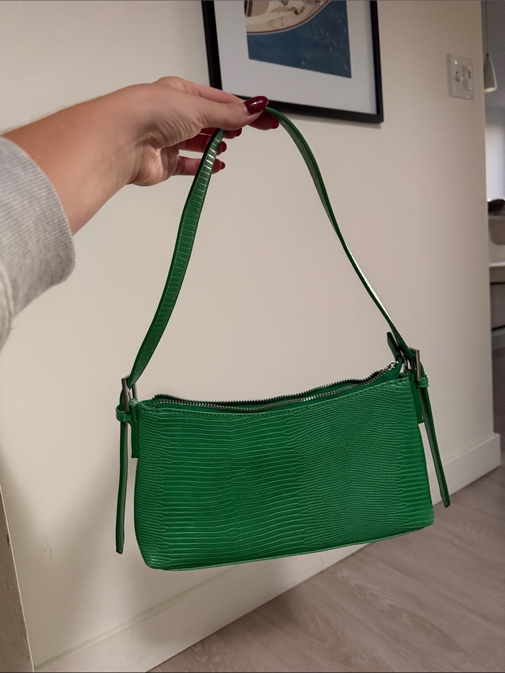 Green croc shoulder bag from NAKD